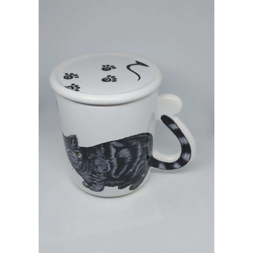 Cat Mug With Coaster Lid NWT